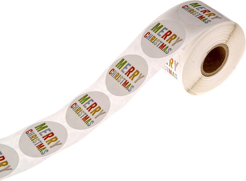 Merry Christmas Stickers, 500 Multicolor Christmas Labels, 1.5" Winter Holiday Envelope Seals Made in The USA