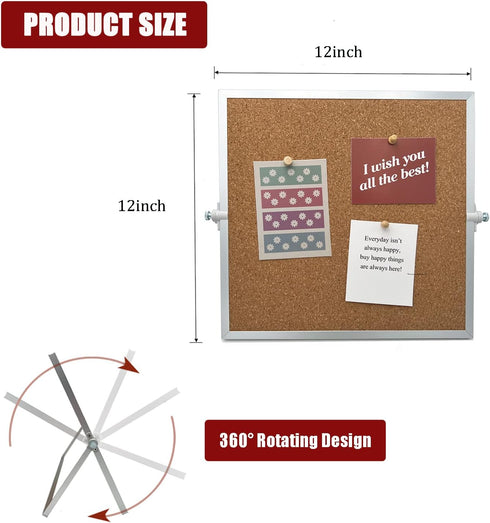 Desktop Cork Board, Double Sided Bulletin Board Message Board with 15 PCS Push Pins, Decorative Pin Board Perfect for Home School Office Decor by SELECTOP