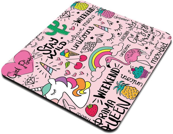 Custom Gaming Mouse Pad, Cute Flamingo and Unicorn Non-Slip Rubber Comfortable Design