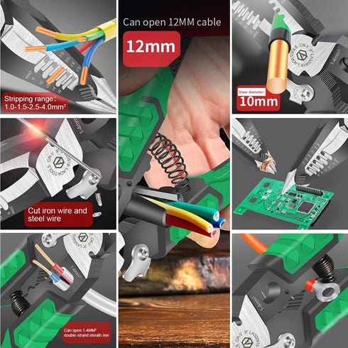 LAOA Needle Nose Pliers, 9-in-1 Electrician Wire Stripper Tool for Clamping, Tightening, Cutting Cables
