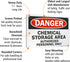 SmartSign - U9-1214-NA_7x10 "Danger - Chemical Storage Area, Authorized Personnel Only" Sign, Aluminum Black/Red on