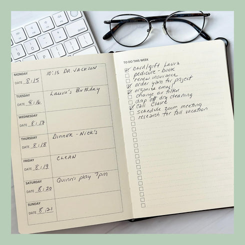RICCO BELLO Undated Weekly Planner To Do Notebook - Hardcover for Work, School, Home with Pen Holder, Bookmark, Band