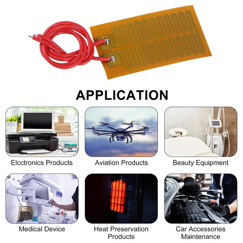 15pcs 25mmx50mm Film Heater Plate Adhesive Pad, 12V 7W Polyimide Heating Elements
