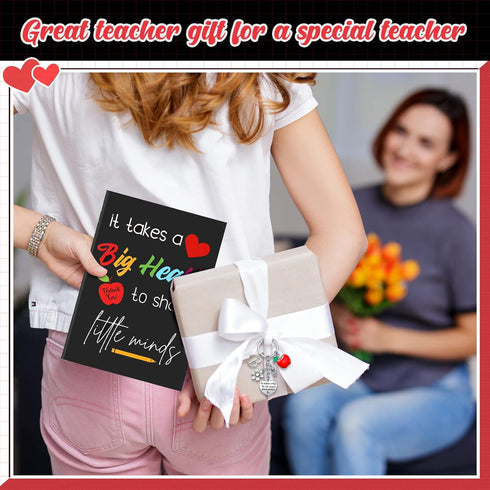 Yinkin Teacher Appreciation Gift Set, Inspirational Notebook and Keychain with Initial (Initial B Style)