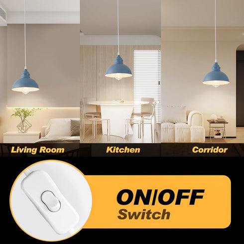 SoodMi 15FT Plug in Pendant Light, Hanging Lights, On/Off Switch, Industrial Pendant Light with Plug in Cord, Metal