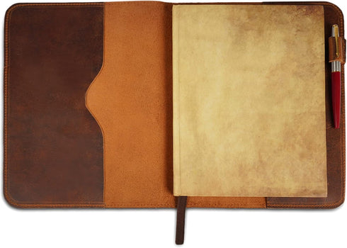 TheAntiq Leather Journal Cover, XL Journal Cover, 7.5in x 9.75in, Genuine Handmade Leather Case for Planners