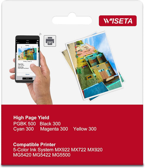 Wiseta PGI-250XL CLI-251XL Replacement for Canon Printer Ink 250 251 250XL 251XL, Works with Pixma IP8720 IX6820 MX922