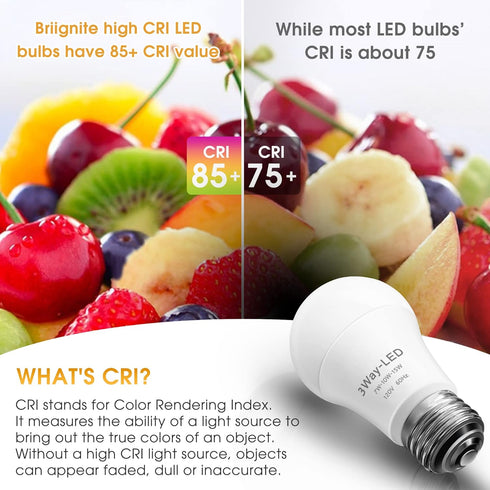 Briignite 3 Way LED Light Bulbs, 50 100 150W Equivalent, Warm White 3000K, E26 Medium Base, 4 Pack