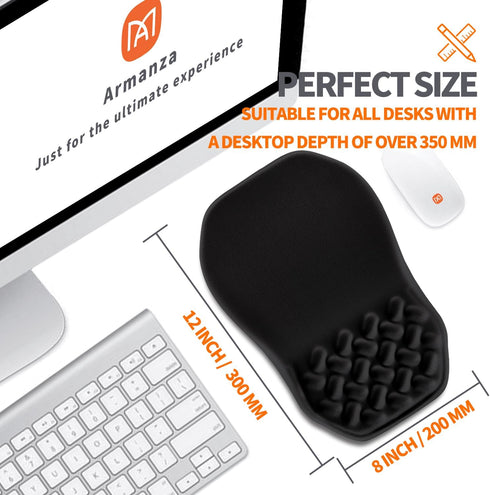 Ergonomic Slope Mouse Pad with Wrist Support, Carpal Tunnel Pain Relief, Memory Foam (12x8 inch, Black)