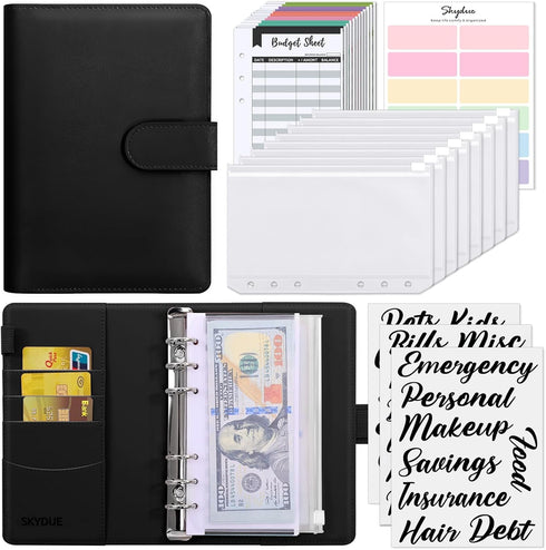 SKYDUE Budget Binder, Money Saving Binder with Zipper Envelopes, Cash Envelopes and