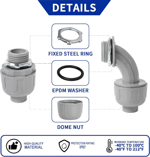 Yariwiz Flexible Electrical Conduit Kit (3/4" Dia * 25 Feet) with 3 PCS Coupling, 3 PCS Elbow, 7 PCS Strap, Liquid