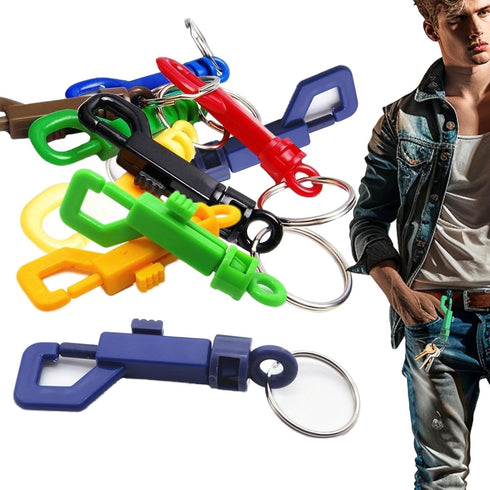 BRBASAP 10 Pack Plastic Snap Hook, 6.5mm Rotary Cord Clips with Split Keychains O-Ring for Outdoor Camping