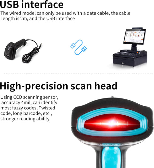JIAN BOLAND 1D Warehouse-U1 Barcode Scanner USB Wired CCD Barcode Reader Supports Screen Scan Bar Code Scanners