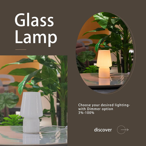 SUREYOND Mushroom Lamp,Mother's Day Gifts,Small Table Lamp,Cute Nightstand Kitchen Mini Lamp,Glass Table Lamp,Suitable