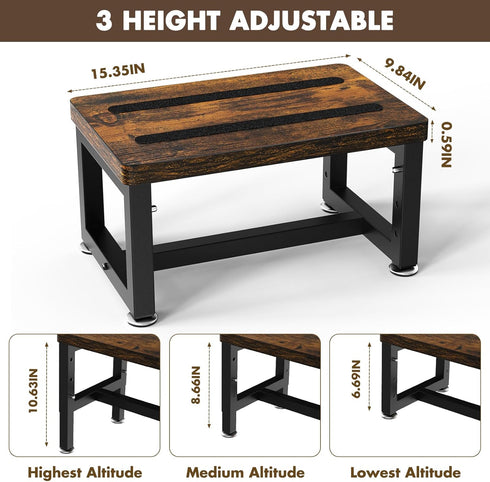 NomNest Step Stool, Height-Adjustable Wooden Step Ladder Metal Foot Stool Small Kitchen Stool Helper for Toddler
