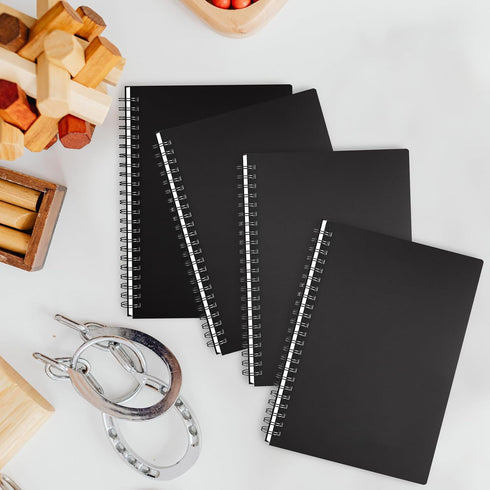 Spiral Notebook Ruled, 4 Pack A5 5.5x8.3” Lined Plastic Flexible Cover Journal with 80GSM Thick Paper, 120 Pages