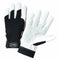 IRONCAT 86550 Heavy-Duty Goatskin Palm Gloves, Large, Reinforced Palm and Thumb, Spandex Back, White
