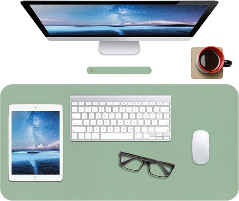 Boutilon (M-Green,30"x14") Leather Desk Pad Protector,Non-Slip Mouse Pad,Laptop Desk Pad,Office Mouse Mat,Waterproof