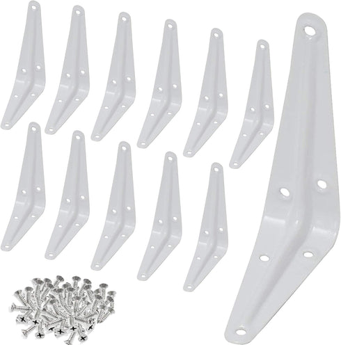 Wideskall Metal 3" x 4" inch Wall Corner Angle Shelving Shelf Brackets, White,