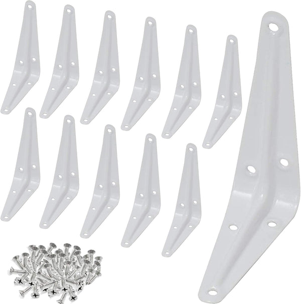 Wideskall Metal 3" x 4" inch Wall Corner Angle Shelving Shelf Brackets, White,