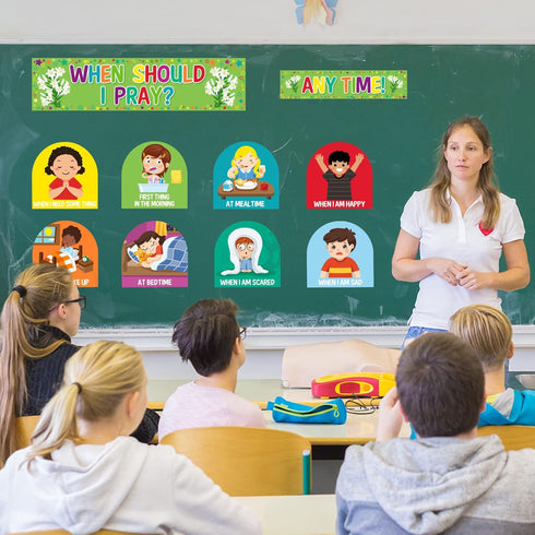 When Should I Pray Cutouts Classroom Bulletin Board Decoration Set for Religious Classroom and Sunday School