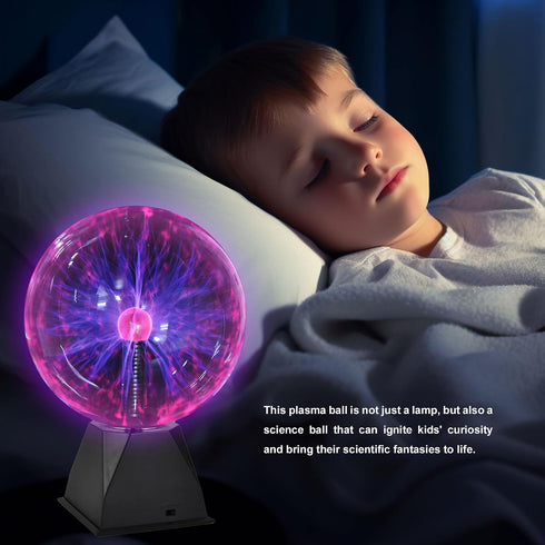 8 inch PowerTRC Plasma Ball, Plasma Night Lamp, Batter Powered Respond to Touch & Sound Plasma Globe, Party/Science