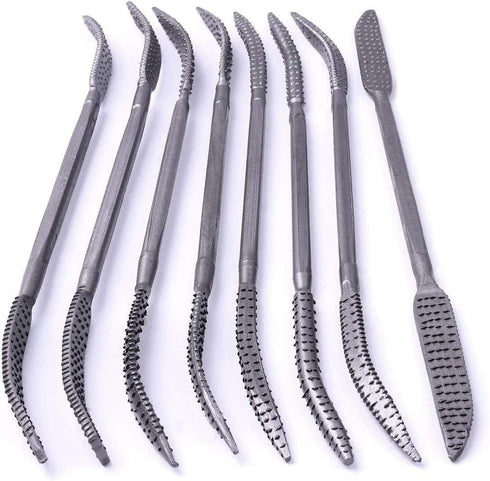 Woodworking Carving Rasping Coarse Rasps and Files, 8 PCS 5.5 X 200mm Double Ended Riffler Wood File Set