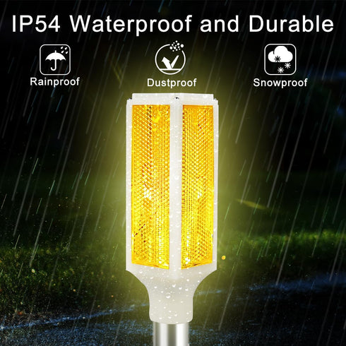 2 4 Pack 30 Inches Aolyty Solar Lights Outdoor, Waterproof Driveway Markers Reflective, Warning Flash Light