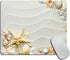 Starfish Mouse Pad, Seacoast with Sand and Colorful Various Seashells Customized Non-Slip Rubber Base Mousepads for