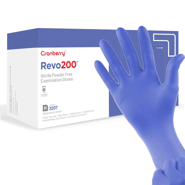 Cranberry USA Cranberry R200 Blue Nitrile Exam Gloves, Pack of 200, Small,