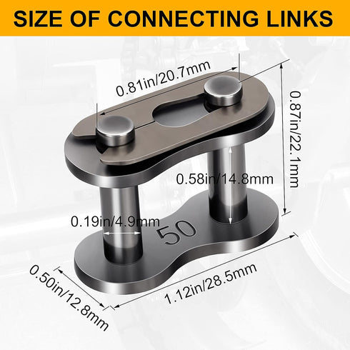 10 Pack #50 Roller Chain Connecting Links, Master Connector Link for Agricultural Machine, Motorcycles, Mini Bike