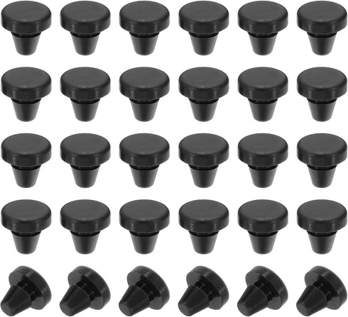 PATIKIL 5mm Diameter Silicone Round Snap, 30 Pcs Locking Furniture Hole Plug Button for 5-5.5mm Hole, Black