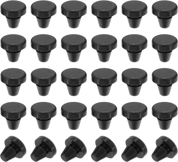 PATIKIL 5mm Diameter Silicone Round Snap, 30 Pcs Locking Furniture Hole Plug Button for 5-5.5mm Hole, Black