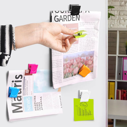 GRTARD 6Pack Magnetic Clips, Strong Metal Clips for Whiteboard, Refrigerator, Photos, Memo Notes (Six Colors)
