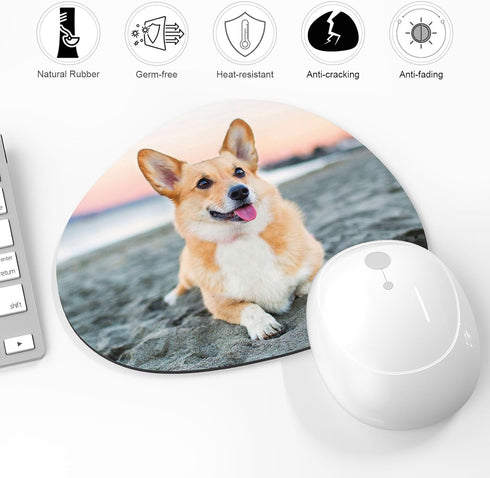 Mouse Pad, Premium-Textured Oval Computer Mousepad, 8.7" x 7.1", Thick 3mm Anti-Slip Waterproof Rubber Mouse Mat, Cute