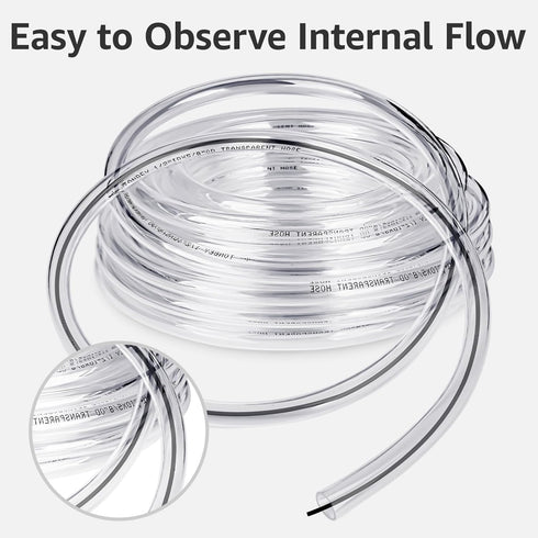 5/8" 13/16" 10 I.D x O.D, Feet Clear Vinyl PVC & Silicone Hose for Home Brewing, Beer Line, Wine Making, Aquaponics