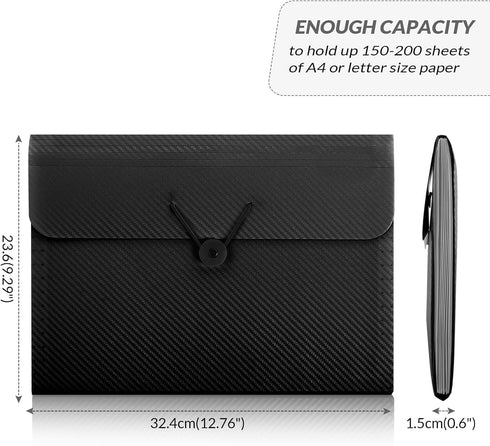 SKYDUE Expanding File Folder, 7 Pockets Accordion Organizer for Documents, Letter Size Filing Folder, Black