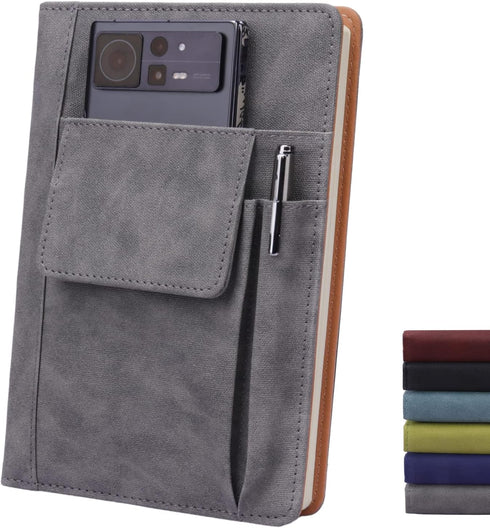 Refillable Lined Leather Journal Notebook, A5 Size, 200 Pages Thick Paper, Hardcover for Women Men, Daily Premium