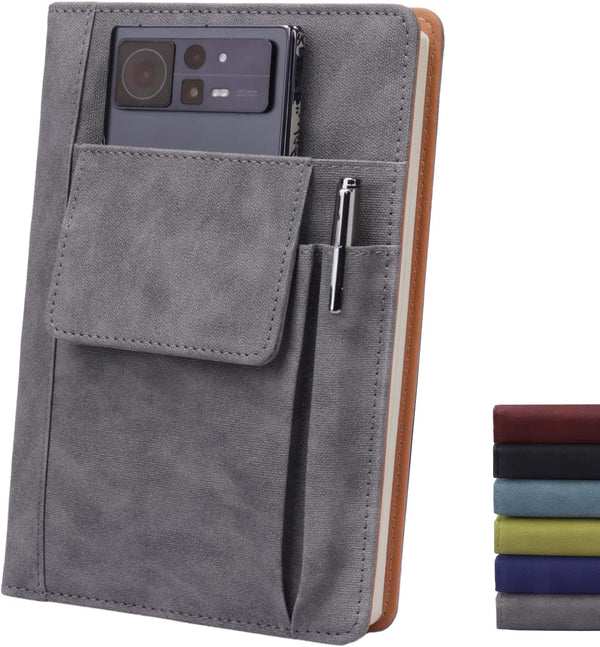 Refillable Lined Leather Journal Notebook, A5 Size, 200 Pages Thick Paper, Hardcover for Women Men, Daily Premium