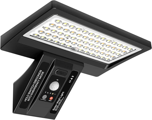 Solar Wall Light Outdoor, 650Lm IP65 Waterproof Type 2 Optical Lens 64