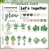Greenery Classroom Bulletin Board Decorations - Potted Plant Set, Motivational Let’s Grow Green Leaves Cutouts for Wall