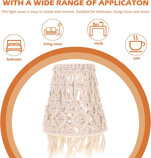 Woven Macrame Table Lampshade - Bohemian Decor for Home Lighting