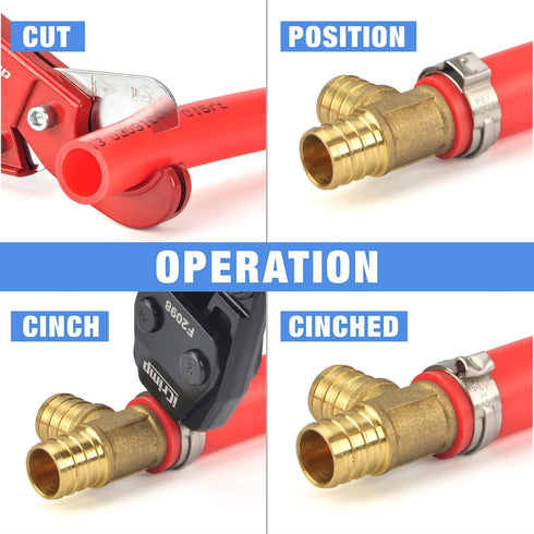iCrimp Ratcheting PEX Cinch Tool for Fastening Stainless Clamps from 3/8-Inch to 1-Inch with Calibration Gauge