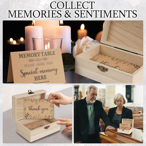 50 Share A Memory Card for Celebration of Life Decorations- Pcs Memory Cards with Wooden Box for Funeral Graduation