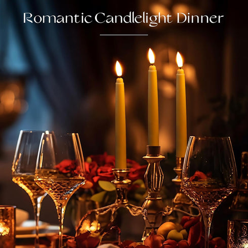 24 8.5 Baquler Pcs Flameless Taper Candles LED Taper Candles Flickering Bulk Ivory LED Candlestick for Easter Wedding
