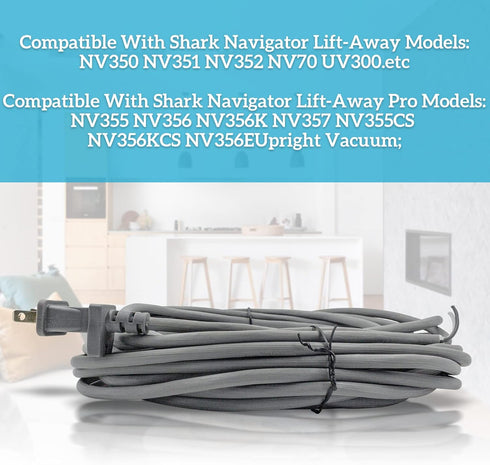36Ft Vacuum Cleaner Power Cord Replacement for Shark Navigator Lift-Away NV341 NV402 NV450 NV502 Upright Vacuum