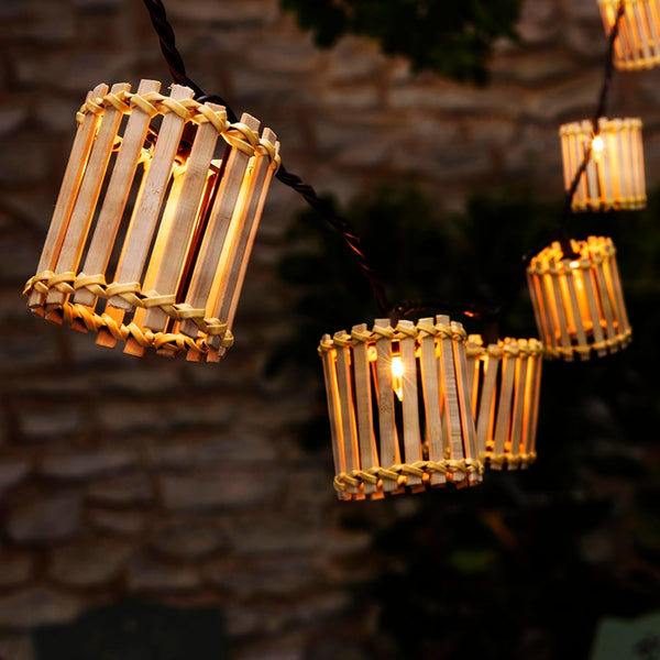 Outdoor-String-Lights-Waterproof, Bamboo Lantern String Lights for Patio, Garden, Porch, Balcony, Gazebo Decorative