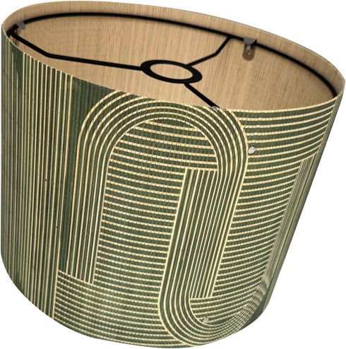 Generic 11.8 9Inch Rustic Bamboo lampshade, Decorative Unique Geometric Green Figure, ideal for floor and table lamps