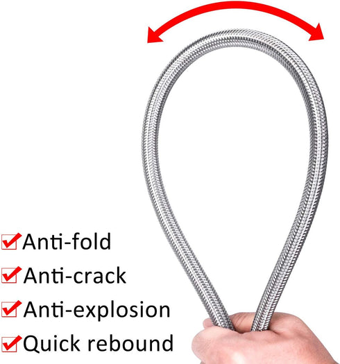Faucet Line Connector Braided 304 Stainless Steel Supply Hose, 1/2" I.P. Female Thread to 1/2" I.P. Female Straight