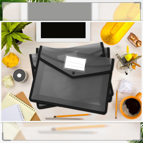 Teling 15 Pieces Plastic File Folders - A4 Colorful Document Organizer with Button Closure and Waterproof Pouch